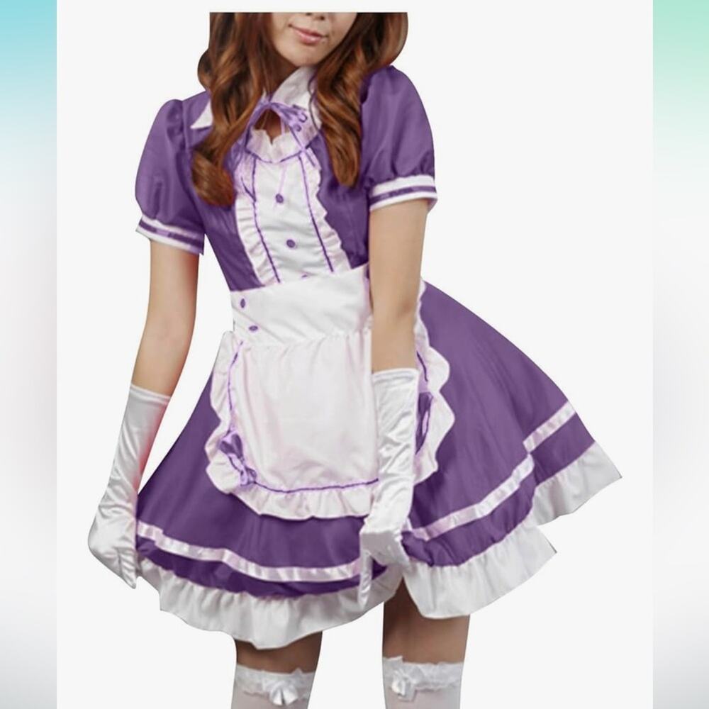 Purple Anime maid cafe uniform